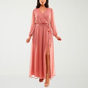 NWT Premier Amour Mauve Gown with Bishop Sleeves‎